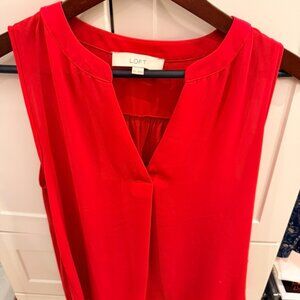 LOFT Red Silk Sleeveless top